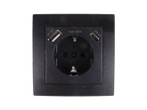 Benson inbouw stopcontact wcd RA + USB en USB-C zwart foto