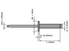 Blindklinknagel DIN 7337 Platbolkop 2.4x4mm  Aluminium/Staal Verzinkt foto