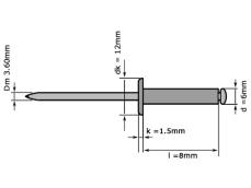 Blindklinknagel DIN 7337 Platbolkop 6x8mm Aluminium/Staal Verzinkt foto
