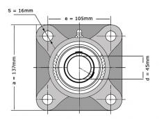 SKF Lagerblok Vierkant FY45 TF VA228 (45mm) foto